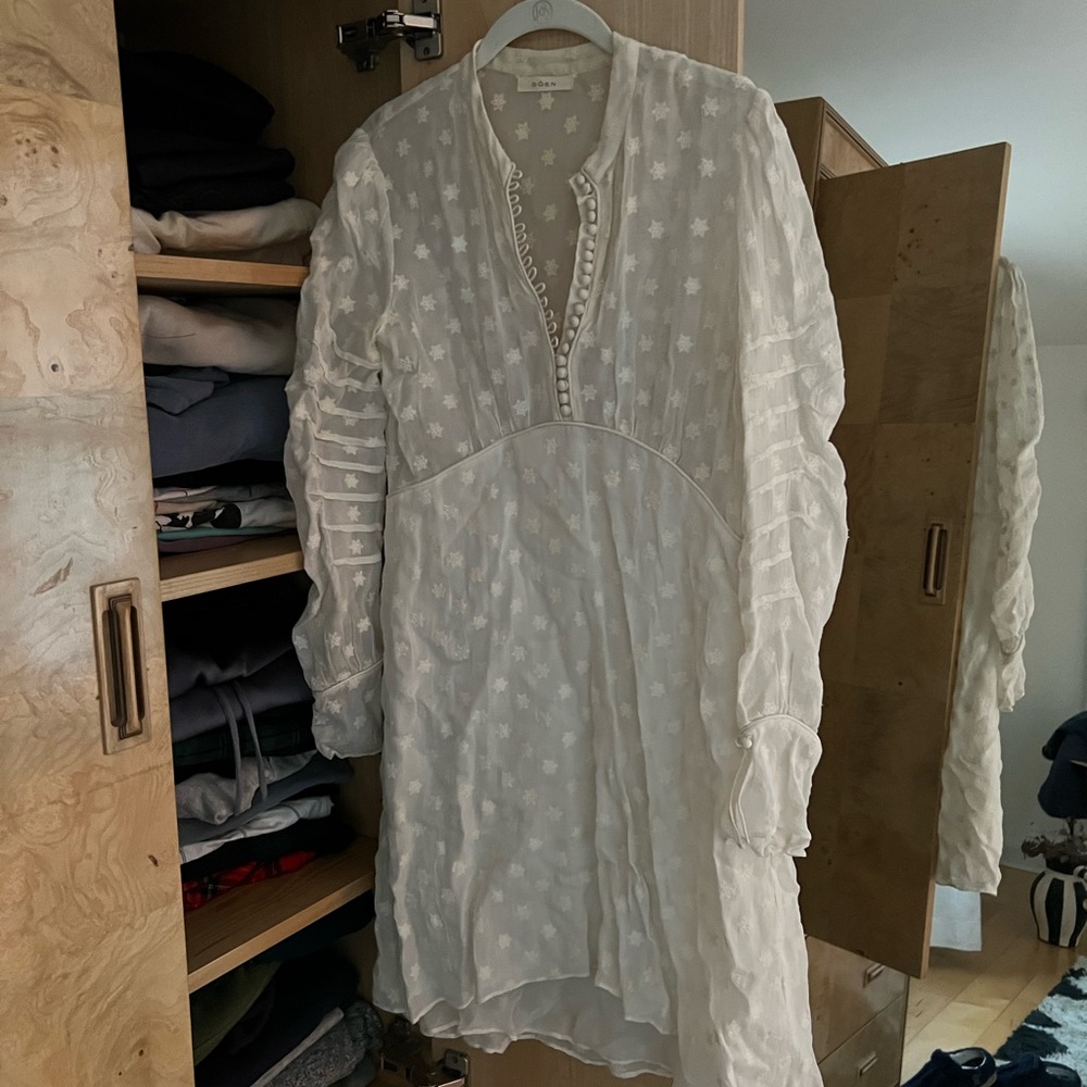 Doen White Sheer Long Sleeve Mini Dress Size M